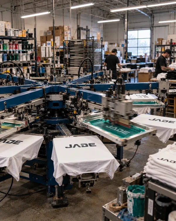 Presse à sérigraphie automatique imprimant des t-shirts
